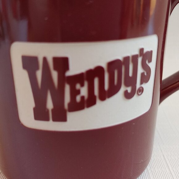 Wendys Wendy's Hamburgers Mug Coffee Cup Maroon Red White Logo - Picture 5 of 6